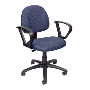 Deluxe Posture Tweed Office Chair with Loop Arms with Blue Tweed Upholstery by Boss Office Products