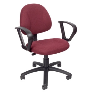 Deluxe Posture Tweed Office Chair with Loop Arms with Burgundy Tweed Upholstery by Boss Office Products