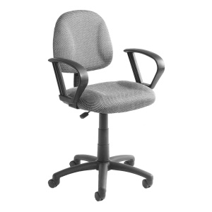 Deluxe Posture Tweed Office Chair with Loop Arms with Gray Tweed Upholstery by Boss Office Products