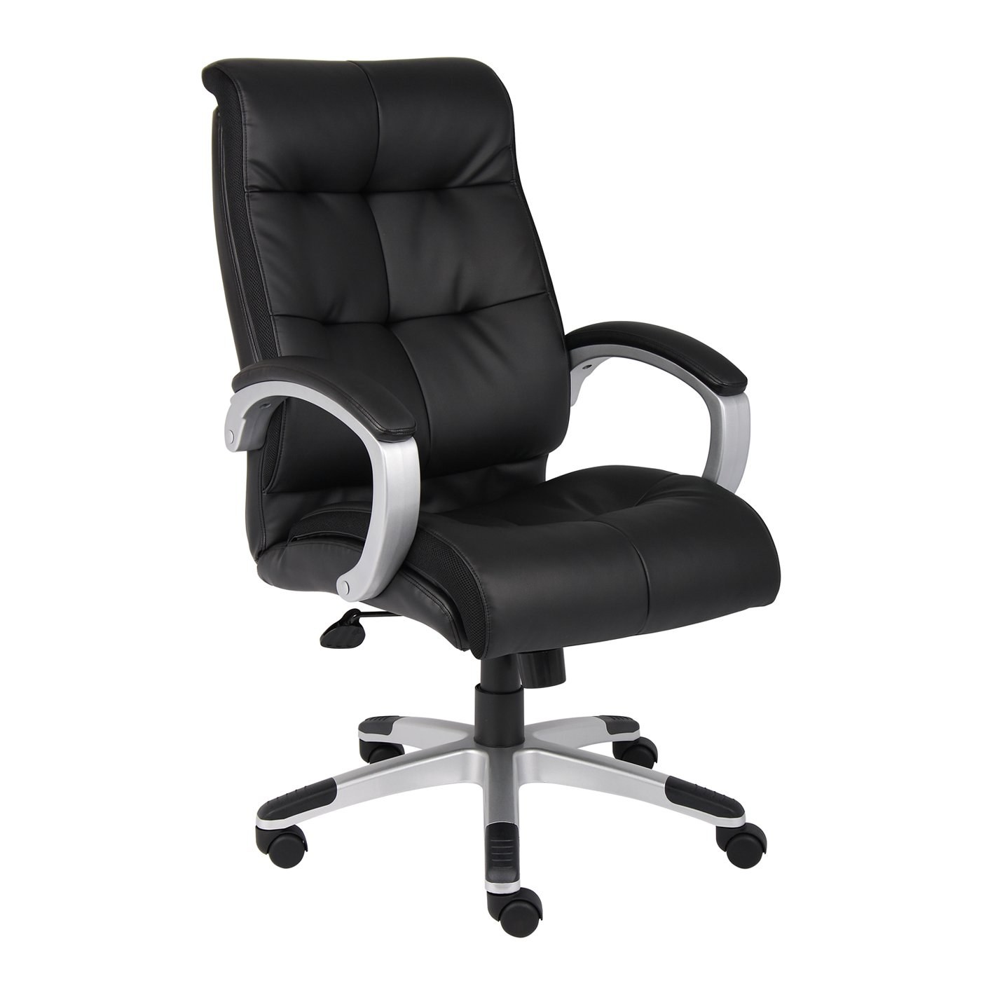Double Plush Executive Office Chair with Black LeatherPlus Upholstery ...