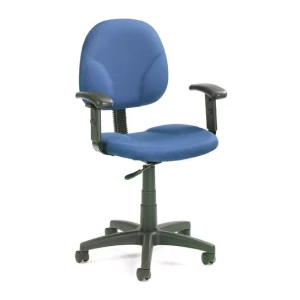 Drafting Stool with Adjustable Arms with Blue Crepe Fabric Upholstery by Boss Office Products