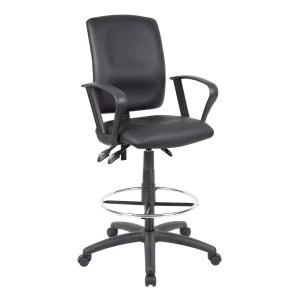 Drafting Stool with Loop Arms with Black CaressoftPlus Upholstery by Boss Office Products