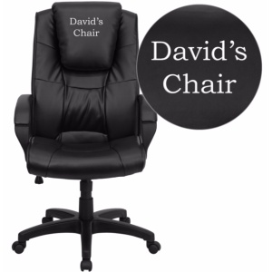 Dreamweaver Personalized Black Leather Executive Swivel Chair with Arms - by Flash Furniture