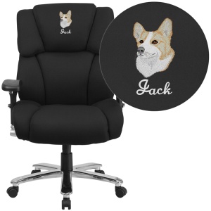 Embroidered HERCULES Series 24/7 Intensive Use Big & Tall 400 lb. Rated Black Fabric Executive Swivel Chair with Lumbar Knob - by Flash Furniture