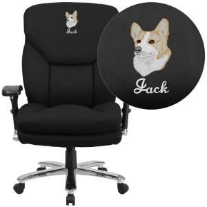 Embroidered HERCULES Series 24/7 Intensive Use Big & Tall 400 lb. Rated Black Fabric Executive Swivel Chair with Lumbar Knob - by Flash Furniture