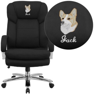 Embroidered HERCULES Series 24/7 Intensive Use Big & Tall 500 lb. Rated Black Fabric Executive Swivel Chair with Loop Arms - by Flash Furniture