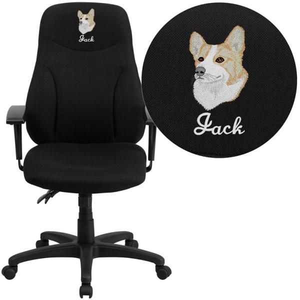 Embroidered-High-Back-Black-Fabric-Multifunction-Ergonomic-Swivel-Task-Chair-with-Adjustable-Arms-by-Flash-Furniture