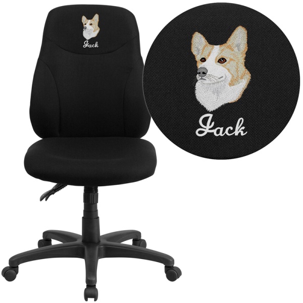 Embroidered-Mid-Back-Black-Fabric-Multifunction-Ergonomic-Swivel-Task-Chair-by-Flash-Furniture