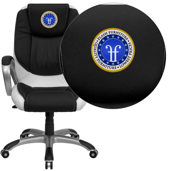 Embroidered-Mid-Back-Black-and-White-Leather-Executive-Swivel-Chair-with-Arms-by-Flash-Furniture