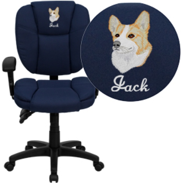 Embroidered-Mid-Back-Navy-Blue-Fabric-Multifunction-Ergonomic-Swivel-Task-Chair-with-Adjustable-Arms-by-Flash-Furniture