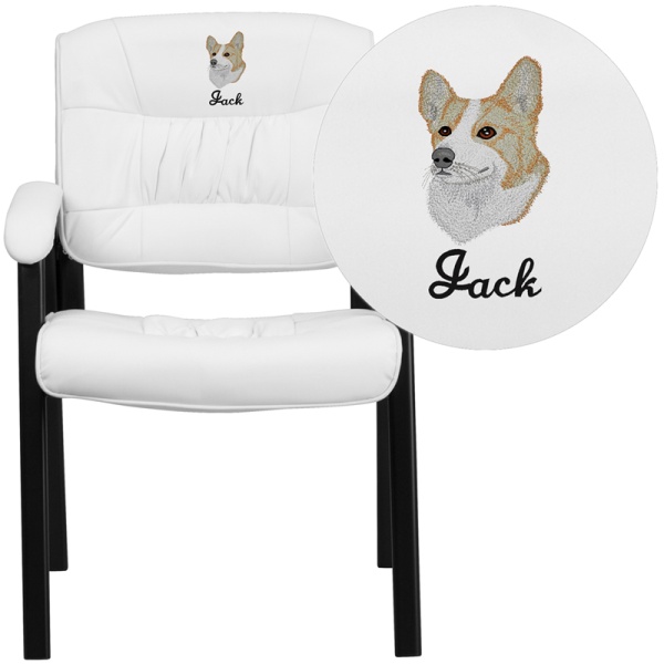 Embroidered-White-Leather-Executive-Side-Reception-Chair-with-Black-Frame-Finish-by-Flash-Furniture