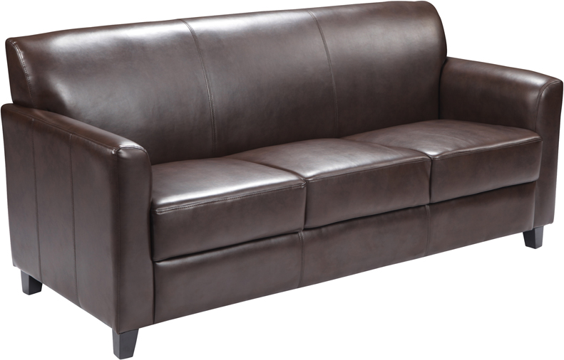 HERCULES Diplomat Series Brown Leather Sofa - by Flash Furniture