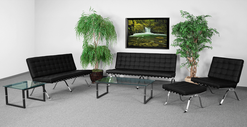 HERCULES Flash Series Black Leather Sofa with Curved Legs - by Flash Furniture - Image 2