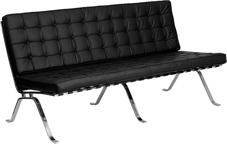 HERCULES Flash Series Black Leather Sofa with Curved Legs - by Flash Furniture