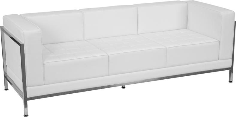 HERCULES Imagination Series Contemporary Melrose White Leather Sofa with Encasing Frame - by Flash Furniture