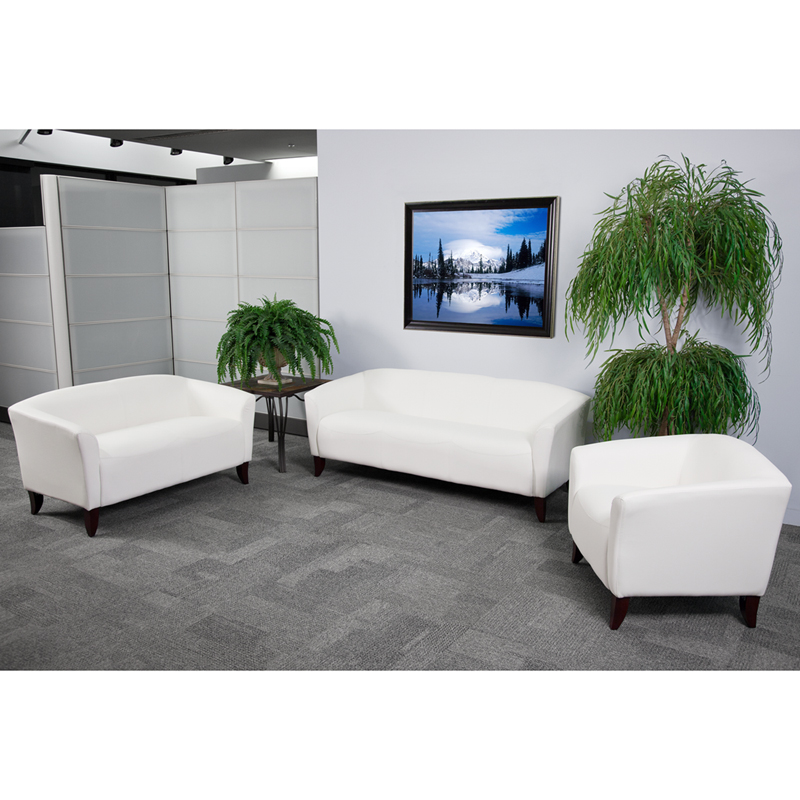 HERCULES Imperial Series White Leather Sofa - by Flash Furniture - Image 3