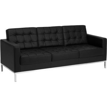 HERCULES Lacey Series Contemporary Black Leather Sofa with Stainless Steel Frame - by Flash Furniture