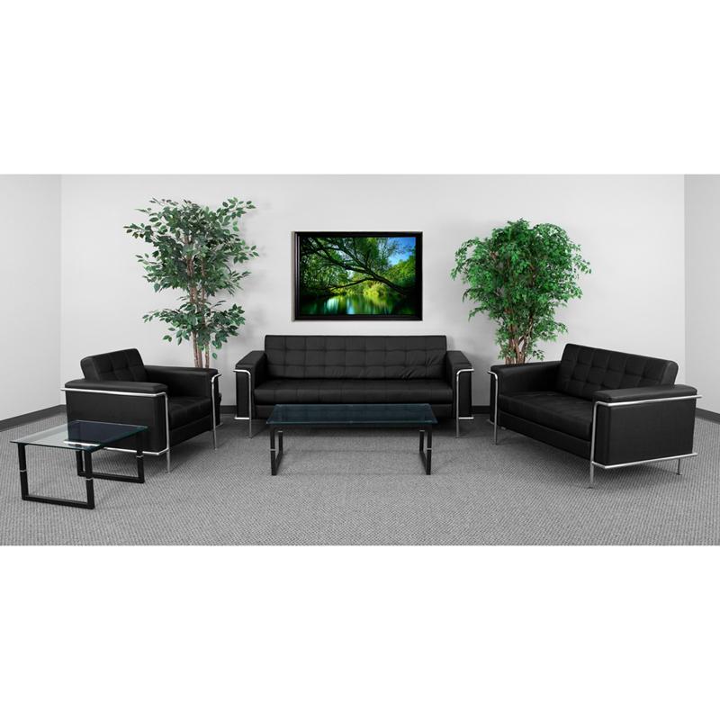 HERCULES Lesley Series Contemporary Black Leather Sofa with Encasing Frame - by Flash Furniture - Image 3