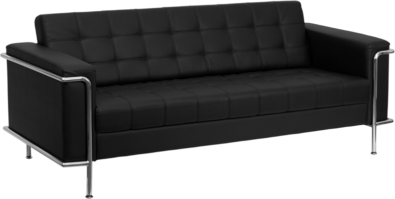 HERCULES Lesley Series Contemporary Black Leather Sofa with Encasing Frame - by Flash Furniture