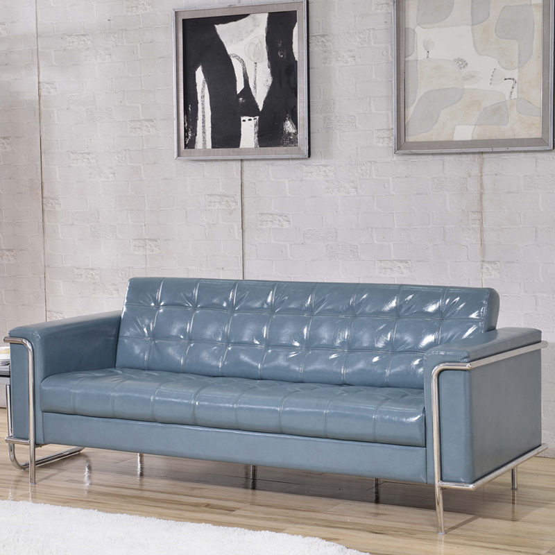 HERCULES Lesley Series Contemporary Gray Leather Sofa with Encasing Frame - by Flash Furniture - Image 2