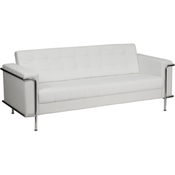 HERCULES Lesley Series Contemporary Melrose White Leather Sofa with Encasing Frame - by Flash Furniture