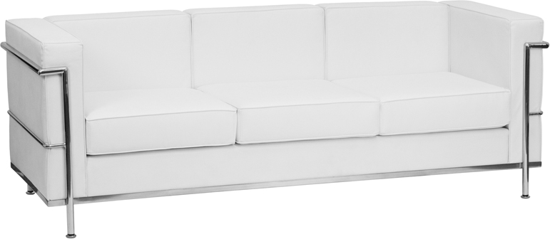 HERCULES Regal Series Contemporary Melrose White Leather Sofa with Encasing Frame - by Flash Furniture