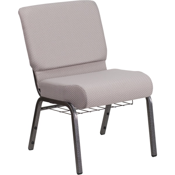 HERCULES-Series-21W-Church-Chair-in-Gray-Dot-Fabric-with-Book-Rack-Silver-Vein-Frame-by-Flash-Furniture