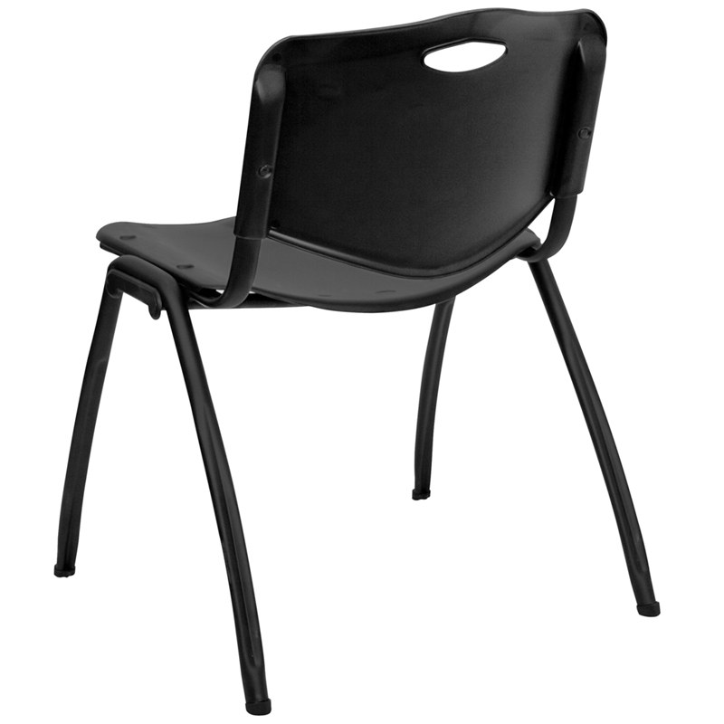 HERCULES Series 880 lb. Capacity Black Plastic Stack Chair by Flash