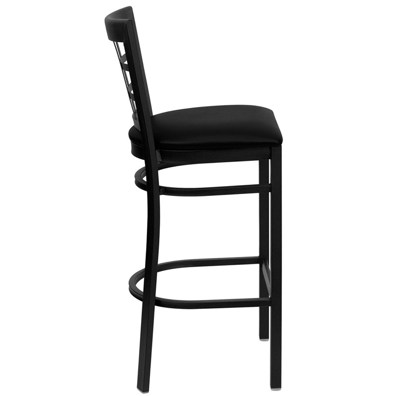 HERCULES Series Black Window Back Metal Restaurant Barstool - Black Vinyl Seat - by Flash Furniture - Image 2