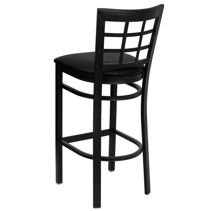 HERCULES Series Black Window Back Metal Restaurant Barstool - Black Vinyl Seat - by Flash Furniture - Image 4