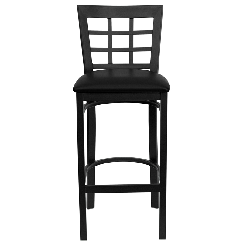HERCULES Series Black Window Back Metal Restaurant Barstool - Black Vinyl Seat - by Flash Furniture - Image 7