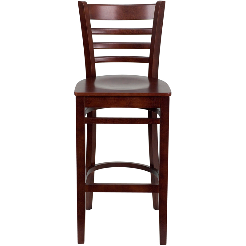 HERCULES Series Ladder Back Mahogany Wood Restaurant Barstool - by Flash Furniture - Image 7