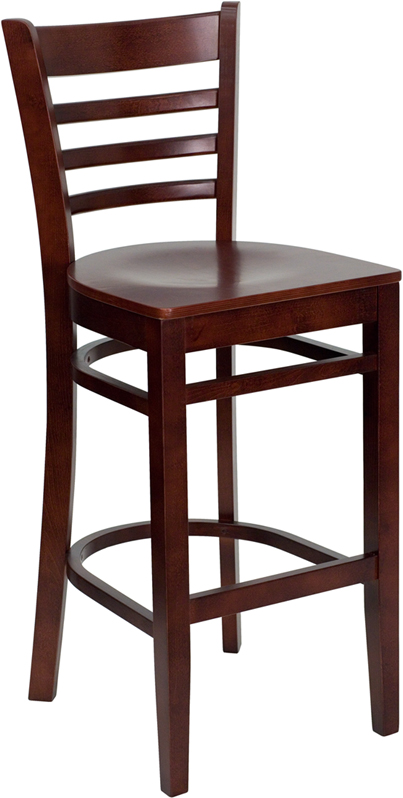 HERCULES Series Ladder Back Mahogany Wood Restaurant Barstool - by Flash Furniture