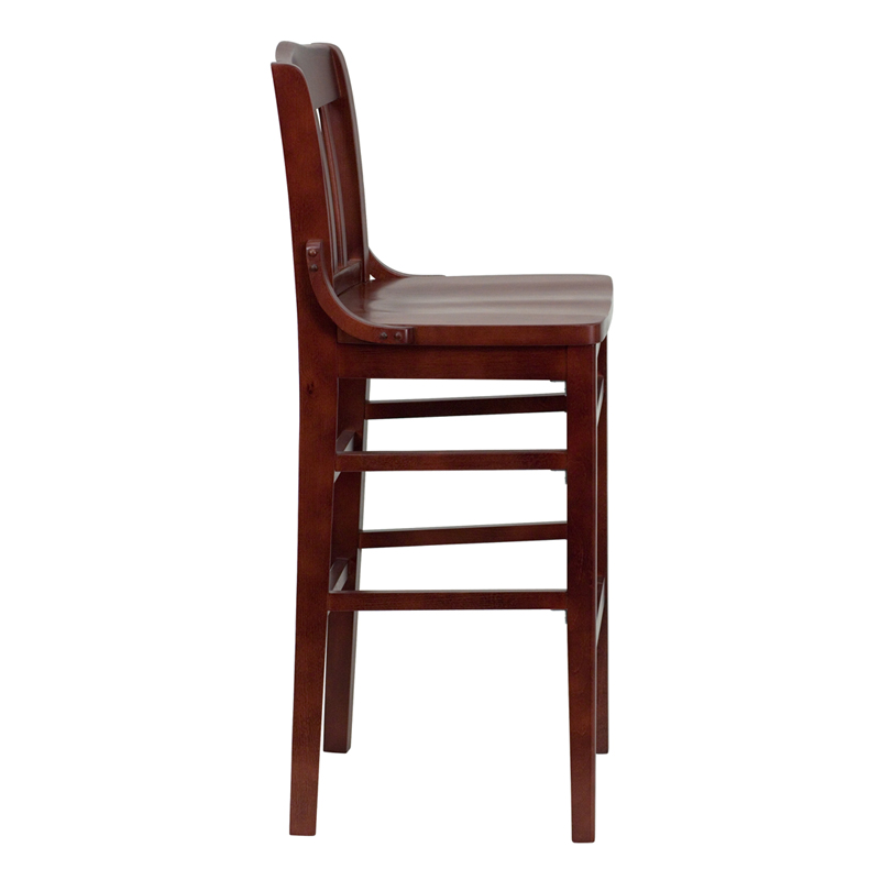 HERCULES Series School House Back Mahogany Wood Restaurant Barstool - by Flash Furniture - Image 2
