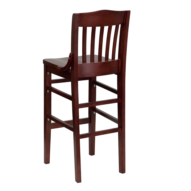 HERCULES Series School House Back Mahogany Wood Restaurant Barstool - by Flash Furniture - Image 5