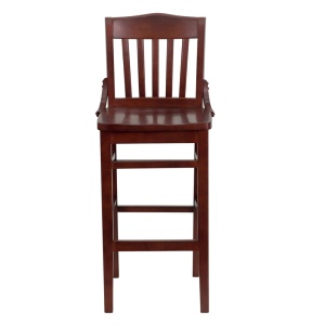 HERCULES Series School House Back Mahogany Wood Restaurant Barstool - by Flash Furniture - Image 6