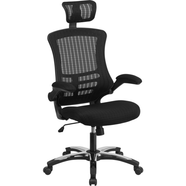 High-Back-Black-Mesh-Executive-Swivel-Chair-with-Chrome-Plated-Nylon-Base-and-Flip-Up-Arms-by-Flash-Furniture