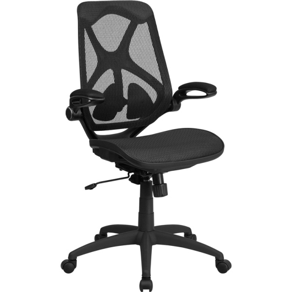 High-Back-Transparent-Black-Mesh-Executive-Swivel-Chair-with-Adjustable-Lumbar-2-Paddle-Control-and-Flip-Up-Arms-by-Flash-Furniture