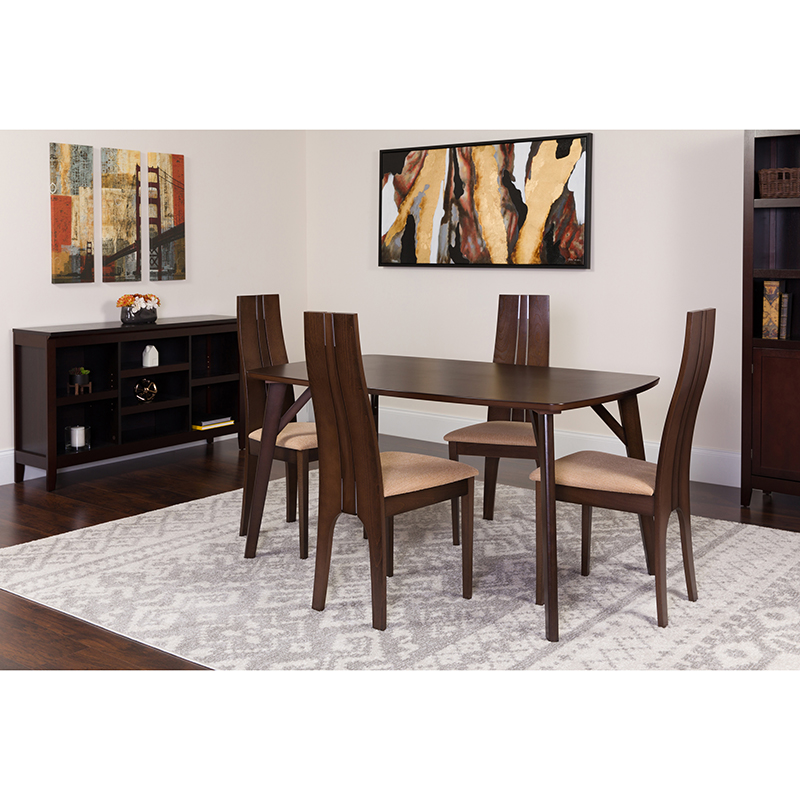 Kensington 5 Piece Espresso Wood Dining Table Set with Padded Wood ...