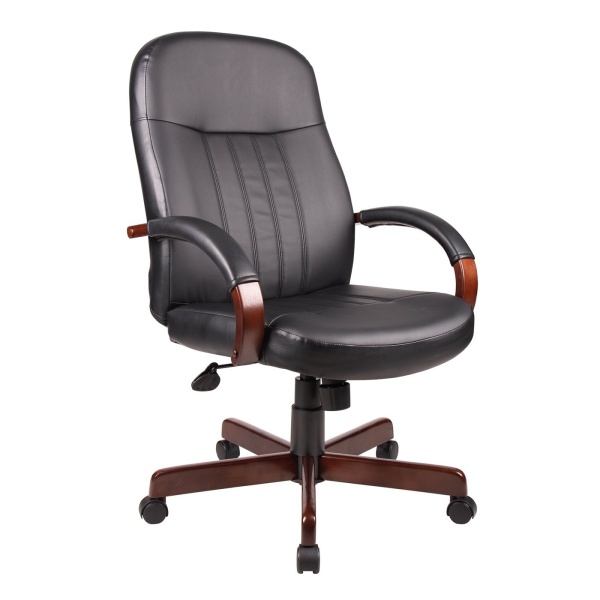 LeatherPlus-Executive-Office-Chair-with-Mahogany-Finish-by-Boss-Office-Products