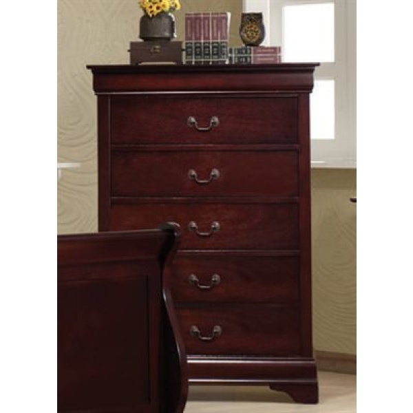 Louis Philippe Dresser with Cherry Finish with Antique Brass Hardware  Finish by Coaster Fine Furniture - Madison Seating