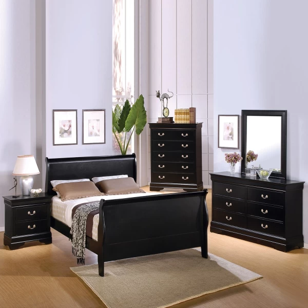 Louis Philippe Dresser with Cappuccino Finish with Silver Hardware Finish  by Coaster Fine Furniture - Madison Seating