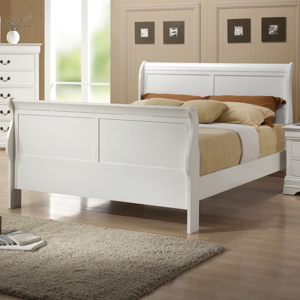 Louis-Philippe-Sleigh-Bed-Queen-with-White-Finish-by-Coaster-Fine-Furniture