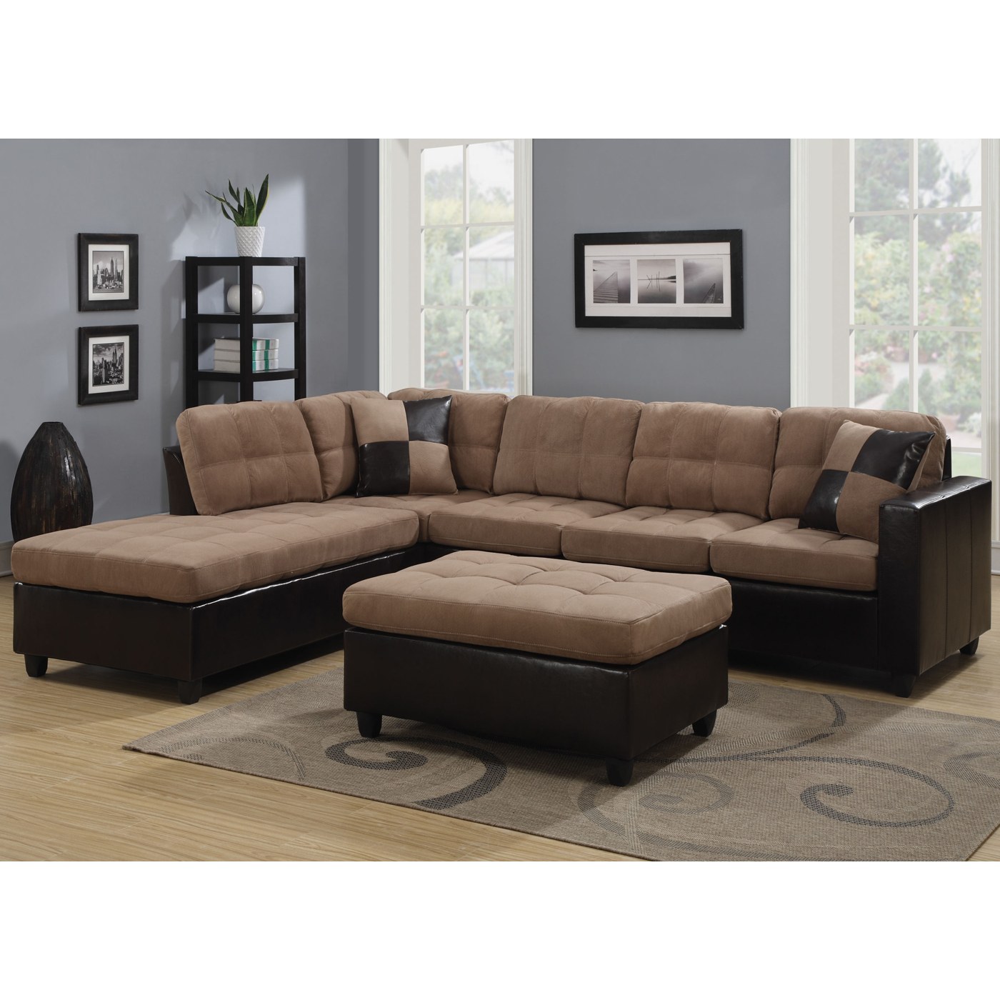Mallory Microfiber Sectional With Tan