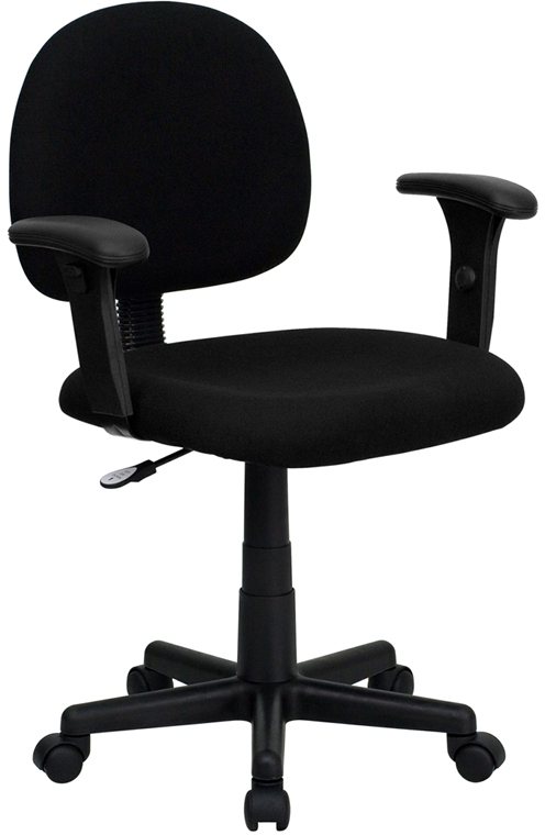 Mid-Back Black Fabric Swivel Task Chair with Adjustable Arms - by Flash Furniture
