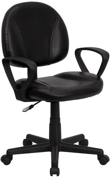 Mid-Back Black Leather Ergonomic Swivel Task Chair with Arms - by Flash Furniture