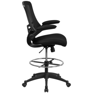 Mid-Back-Black-Mesh-Drafting-Chair-with-Adjustable-Foot-Ring-and-Flip-Up-Arms-by-Flash-Furniture-1