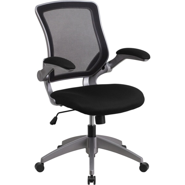 Mid-Back-Black-Mesh-Swivel-Task-Chair-with-Gray-Frame-and-Flip-Up-Arms-by-Flash-Furniture