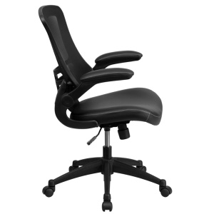 Mid-Back-Black-Mesh-Swivel-Task-Chair-with-Leather-Seat-and-Flip-Up-Arms-by-Flash-Furniture-1