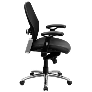 Alternative view of Mid-Back Black Super Mesh Executive Swivel Chair with Leather Seat, Knee Tilt Control and Adjustable Arms - by Flash Furniture
